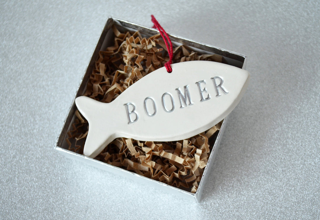 Personalized Cat Christmas Ornament with Name, Fish Shaped Ornament, Cat Gift, Cat Ornament