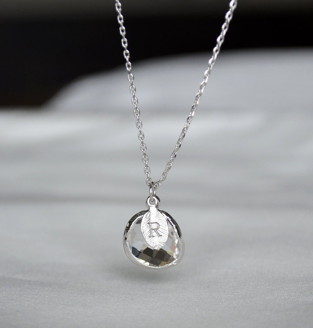 Personalized Diamond Necklace, April Birthstone Necklace, April Birthday Gift, Bridesmaid Necklace, Custom Initial Necklace, Gift for Her