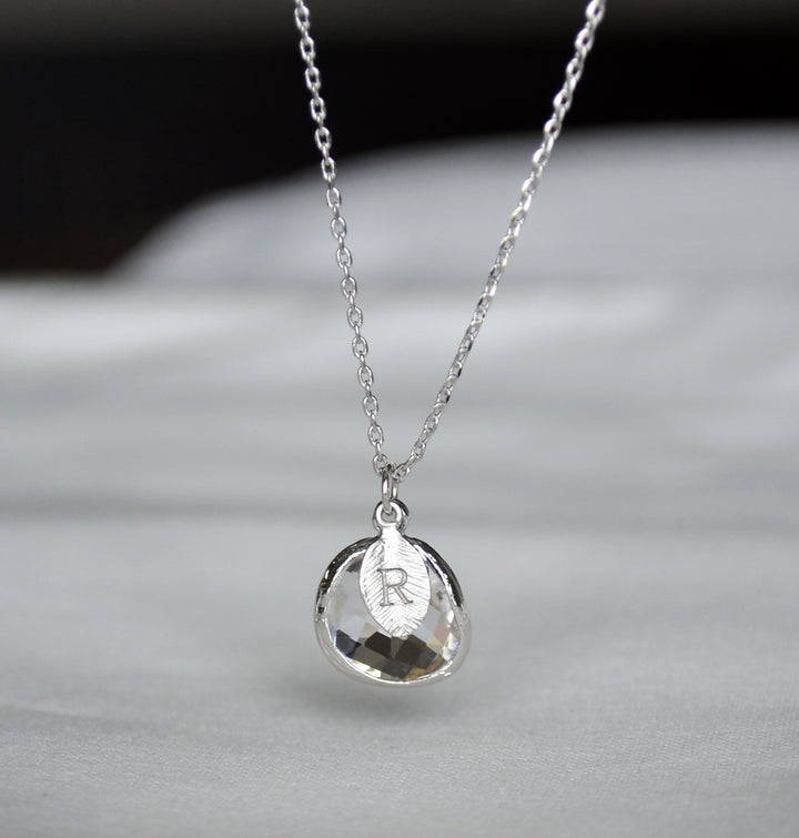 Personalized Diamond Necklace, April Birthstone Necklace, April Birthday Gift, Bridesmaid Necklace, Custom Initial Necklace, Gift for Her