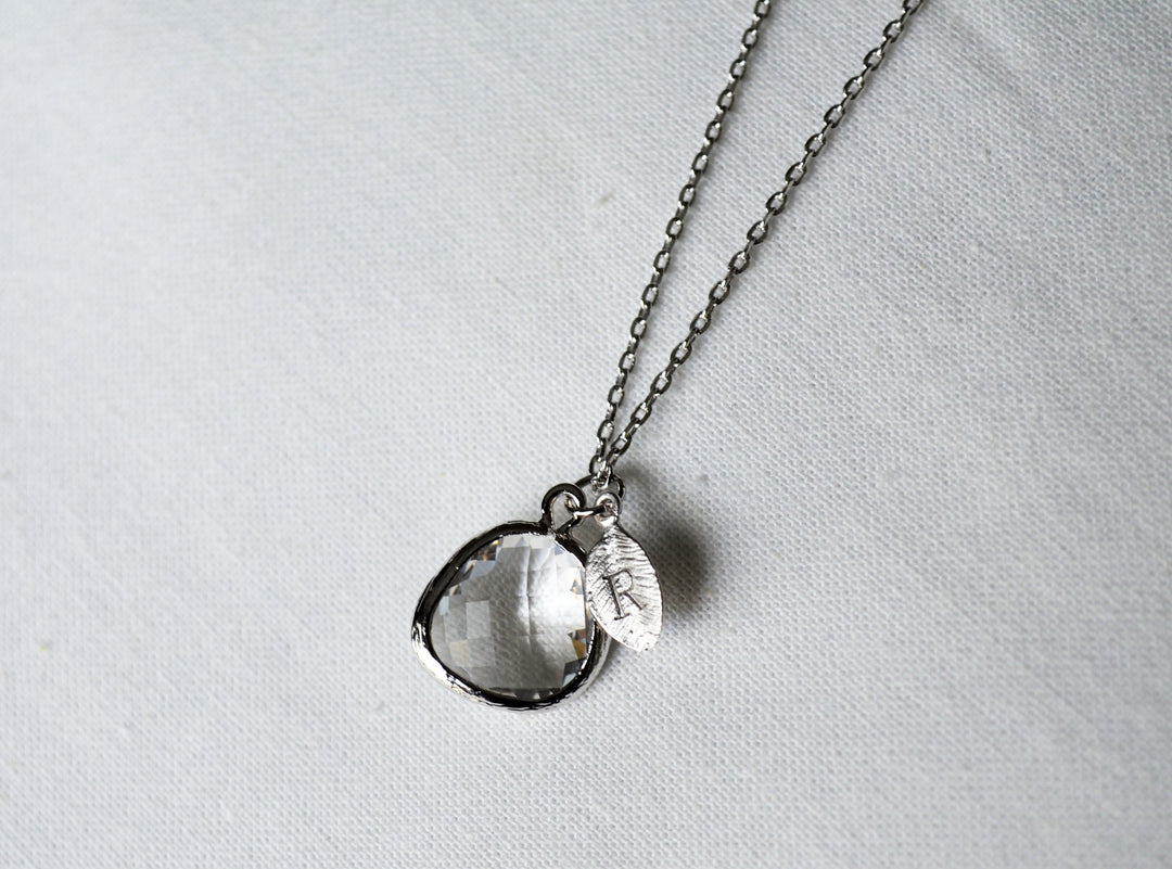 Personalized Diamond Necklace, April Birthstone Necklace, April Birthday Gift, Bridesmaid Necklace, Custom Initial Necklace, Gift for Her