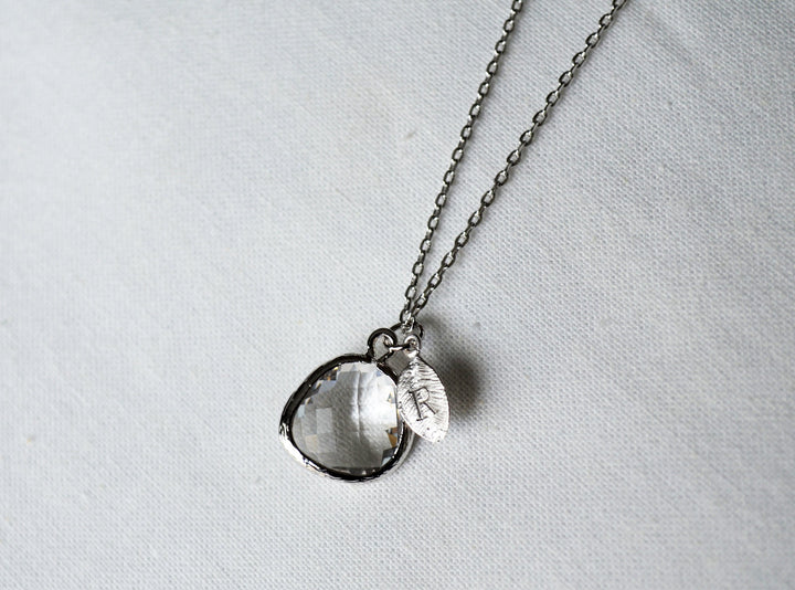 Personalized Diamond Necklace, April Birthstone Necklace, April Birthday Gift, Bridesmaid Necklace, Custom Initial Necklace, Gift for Her