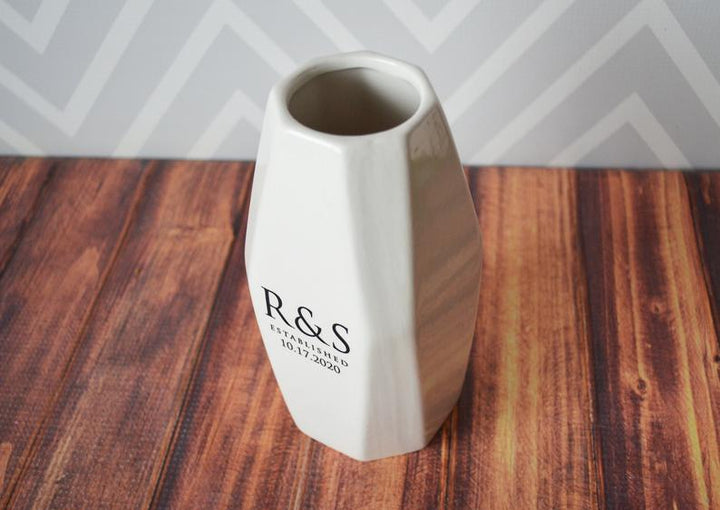 Personalized Geometric Vase - Anniversary Gift, Engagement Gift, Wedding gift, Hostess Gift or Housewarming Gift - Modern Vase