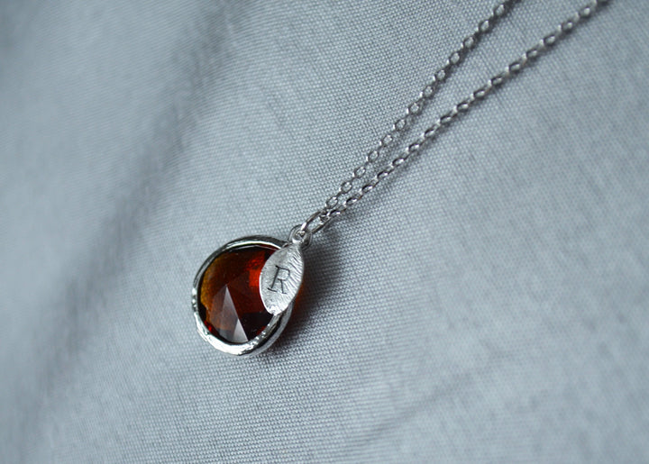 Personalized Topaz Necklace - November Birthstone Necklace, Custom Initial Necklace