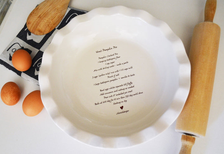 customized with your favorite recipe pie plate dish