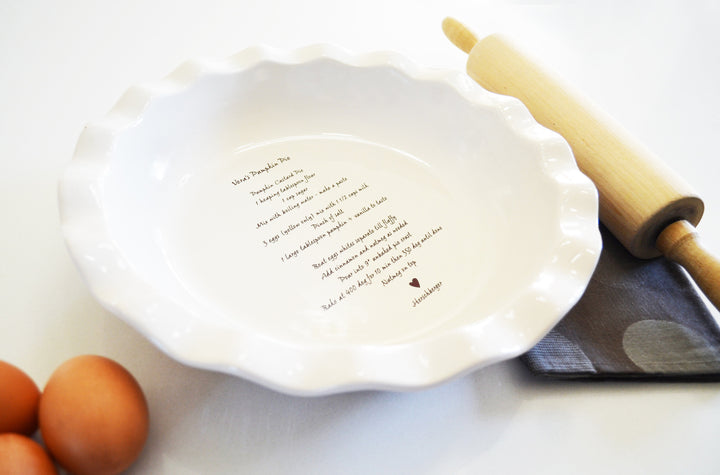 Personalized Pie Dish - Handwritten Recipe