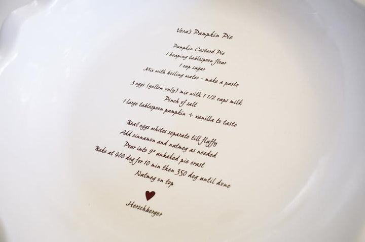 Personalized Pie Dish - Handwritten Recipe