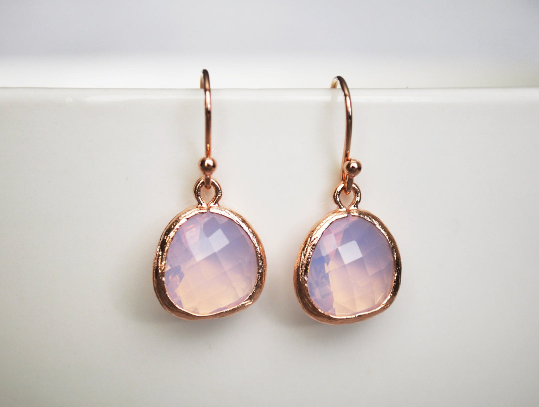 Pink Opal Earrings, October Birthstone Gift, October Birthstone Earrings, Pink Opal Jewelry Set