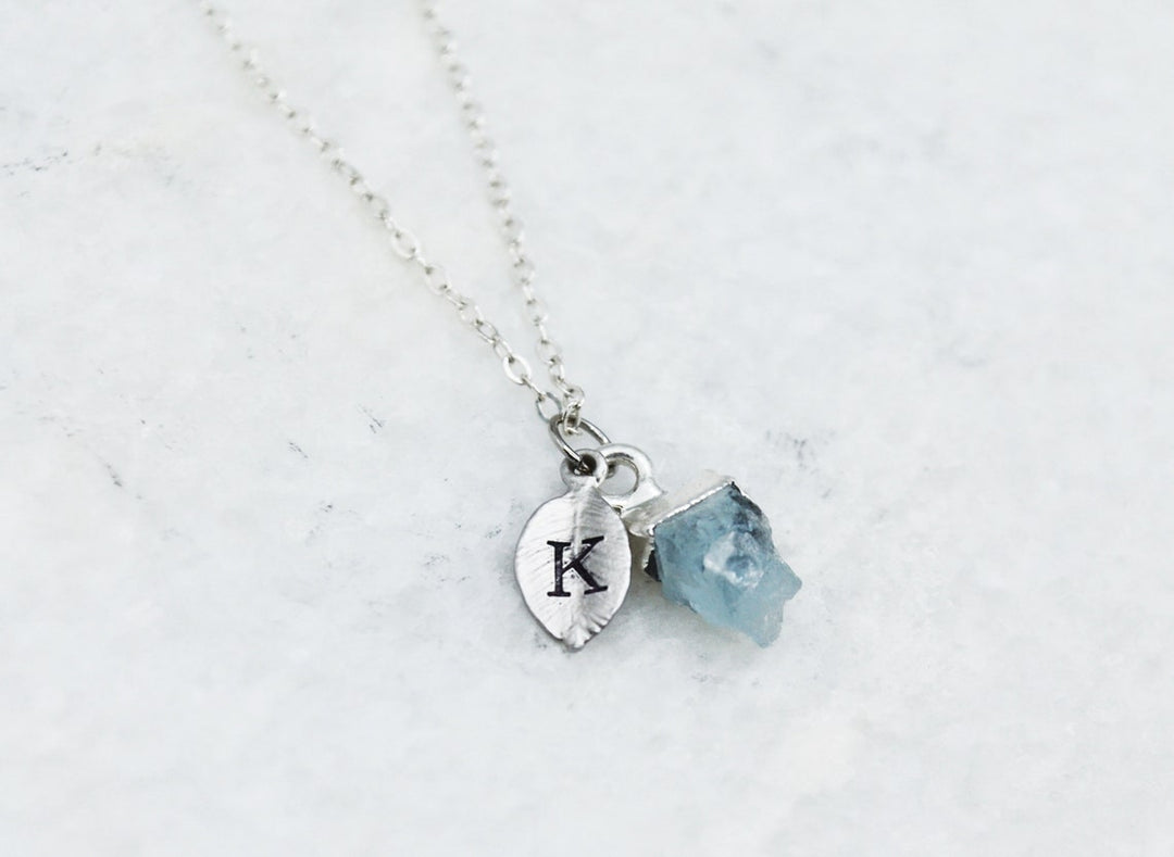 Raw Aquamarine Stone Necklace, March Birthstone Necklace, Bridesmaid Gift, Layering Necklace. Dainty Necklace, Healing Crystal Necklace