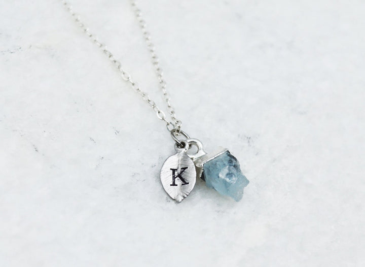 Raw Aquamarine Stone Necklace, March Birthstone Necklace, Bridesmaid Gift, Layering Necklace. Dainty Necklace, Healing Crystal Necklace