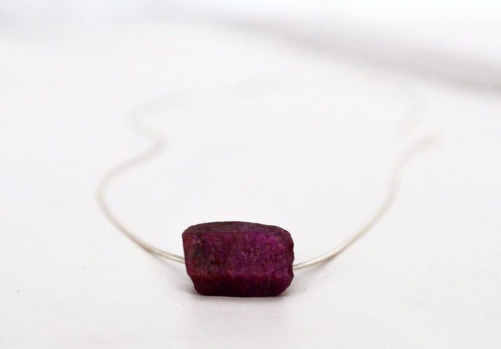Raw Ruby Necklace, July Birthstone Necklace, Natural Stone Ruby Jewelry, Layering Necklace, Boho Necklace, Healing Crystals