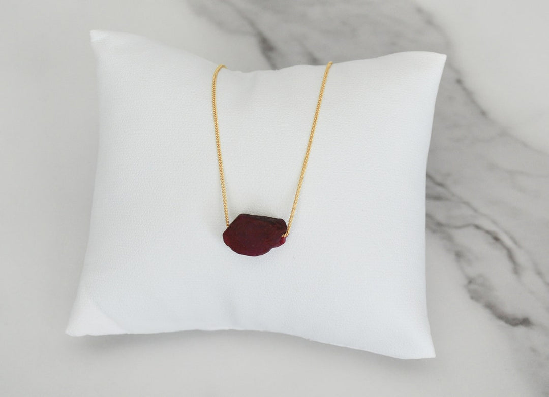 Raw Ruby Necklace, July Birthstone Necklace, Natural Stone Ruby Jewelry, Layering Necklace, Boho Necklace, Healing Crystals
