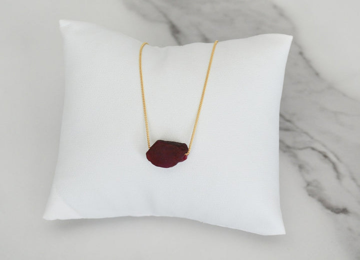 Raw Ruby Necklace, July Birthstone Necklace, Natural Stone Ruby Jewelry, Layering Necklace, Boho Necklace, Healing Crystals