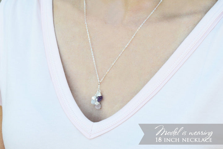 Raw Stone Necklace, Custom Birthstone Necklace, Cascade Necklace, Family Necklace, Bridesmaid Gift, Mom or Grandma Necklace