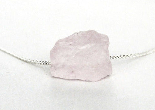 Rose Quartz Necklace, October Birthstone Necklace, Raw Crystal Necklace, Raw Stone Layering Necklace, Boho Necklace, Healing Crystals