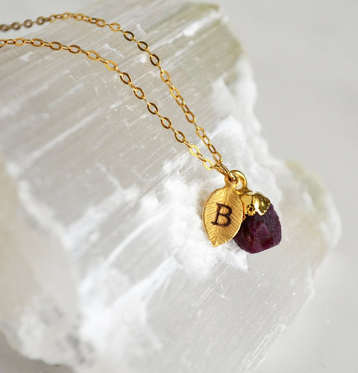Ruby Raw stone Necklace, July Birthstone Necklace, Bridesmaid Gift, Layering Necklace, Healing Crystal Necklace, Natural Stone Necklace