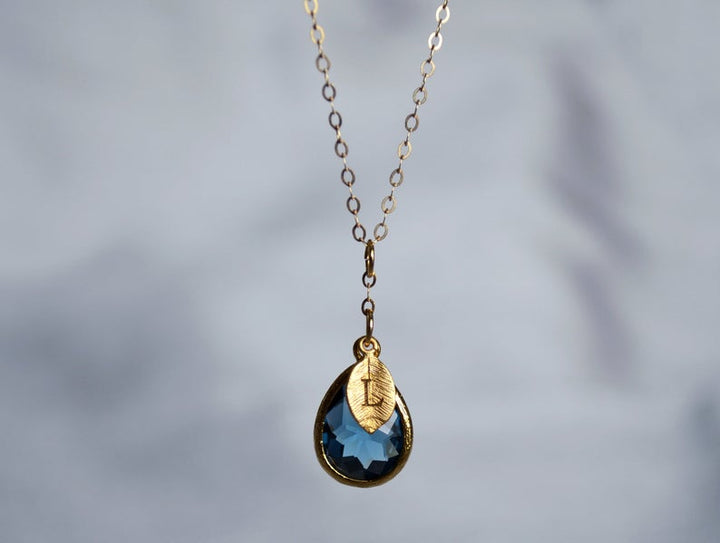 Sapphire Birthstone Necklace, September Necklace, Bridesmaid Gift, Mom Birthstone Necklace, Initial Necklace, Mom Gift, Grandma Necklace