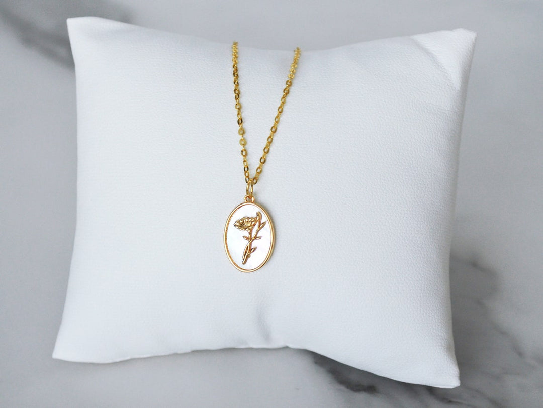September Pearl Birth Flower Necklace - Aster - Birth Month Flower Jewelry