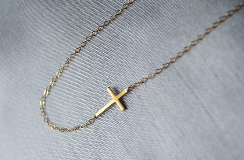 Sideways Cross Necklace, Mother&