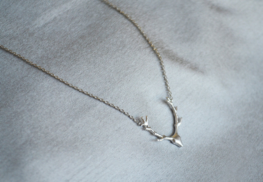 Silver Antler Necklace, Deer Antler Necklace, Deer Head Necklace, Gift for Her, Friend Gift, Best Friend Gift, Layering Necklace