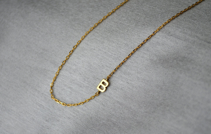 Small Initial Necklace, Letter Necklace, Small Sideways letter, Small Sideways Initial, Mom Gift, Bridesmaid Gift, Friend Birthday Gift