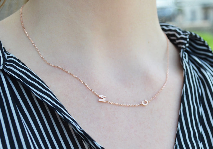 Small Initial Necklace, Letter Necklace, Small Sideways letter, Small Sideways Initial, Mom Gift, Bridesmaid Gift, Friend Birthday Gift