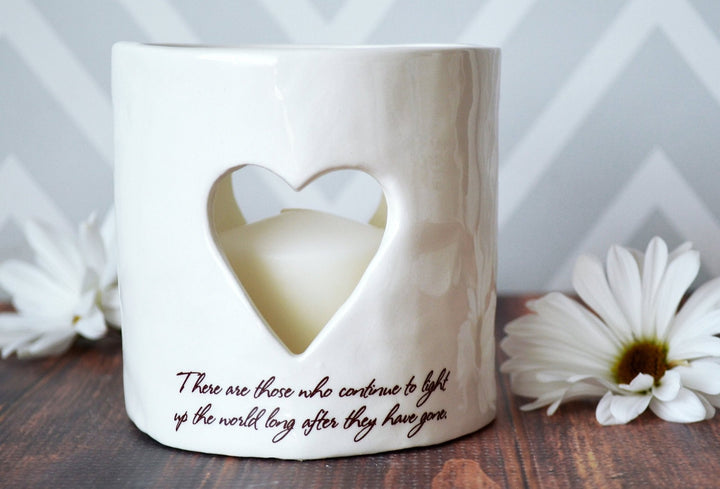 white ceramic candle holder memorial gift