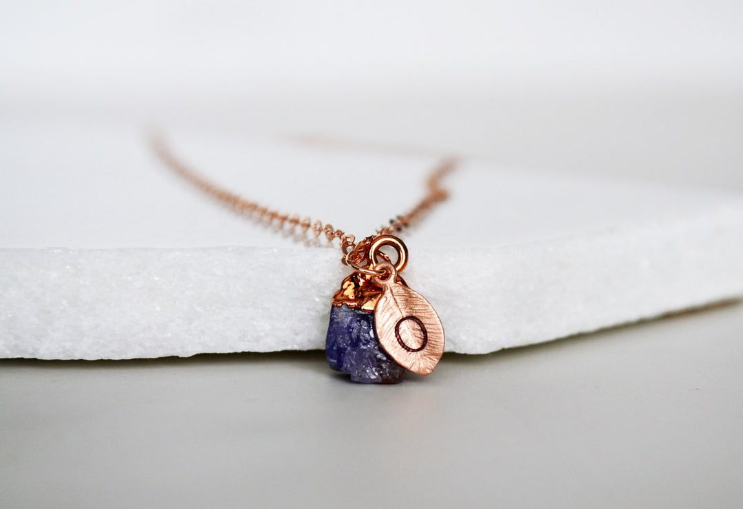 Tanzanite Raw Birthstone Necklace, December Birthstone Necklace, Bridesmaid Gift, Layering Necklace. Healing, Crystal Necklace