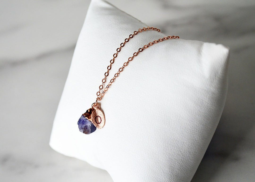 Tanzanite Raw Birthstone Necklace, December Birthstone Necklace, Bridesmaid Gift, Layering Necklace. Healing, Crystal Necklace