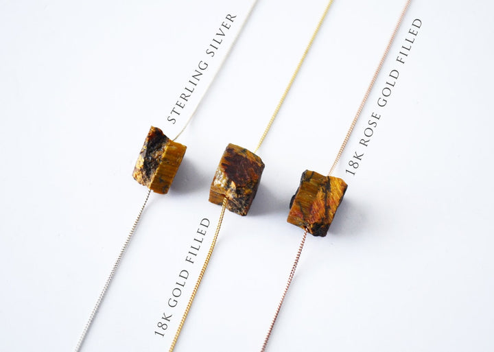 Tiger's Eye Necklace, Raw Tiger's Eye Choker, Tiger Eye Layering Necklace, Boho Necklace, Healing Crystal Necklace, Birthday Gift