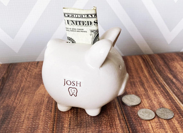 Tooth Fairy Piggy Bank, Tooth Fairy Container, Tooth Fairy Pillow, Tooth Fairy Gift, Small Piggy Bank - Personalized