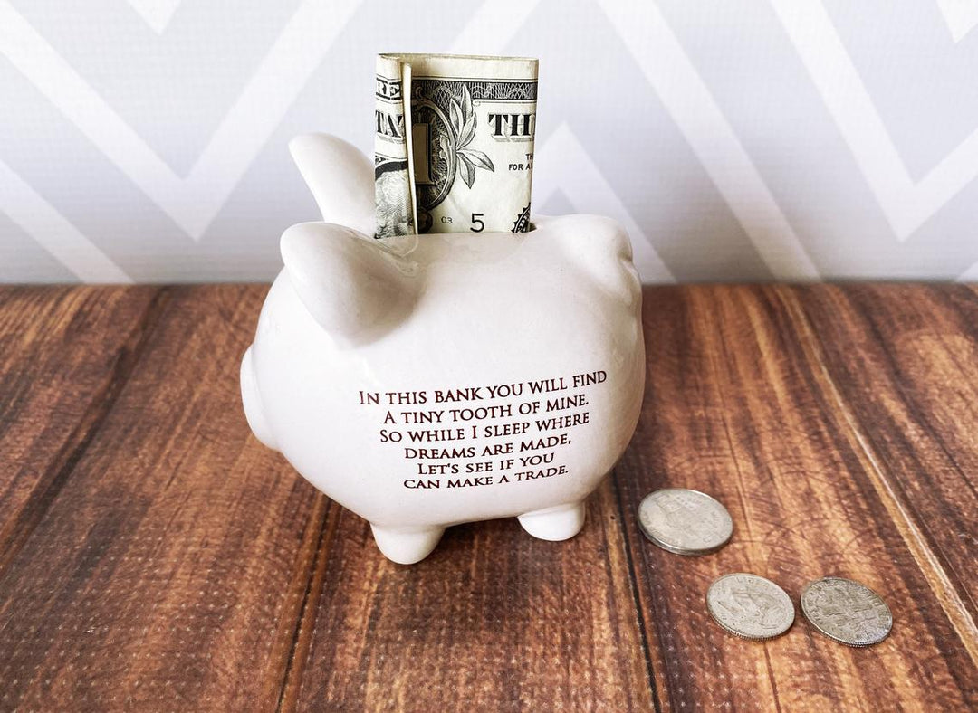 Tooth Fairy Piggy Bank, Tooth Fairy Container, Tooth Fairy Pillow, Tooth Fairy Gift, Small Piggy Bank - Personalized