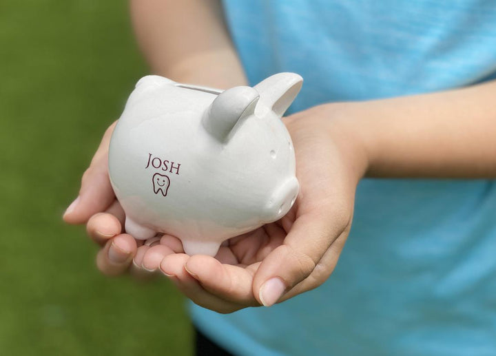 Tooth Fairy Piggy Bank, Tooth Fairy Container, Tooth Fairy Pillow, Tooth Fairy Gift, Small Piggy Bank - Personalized