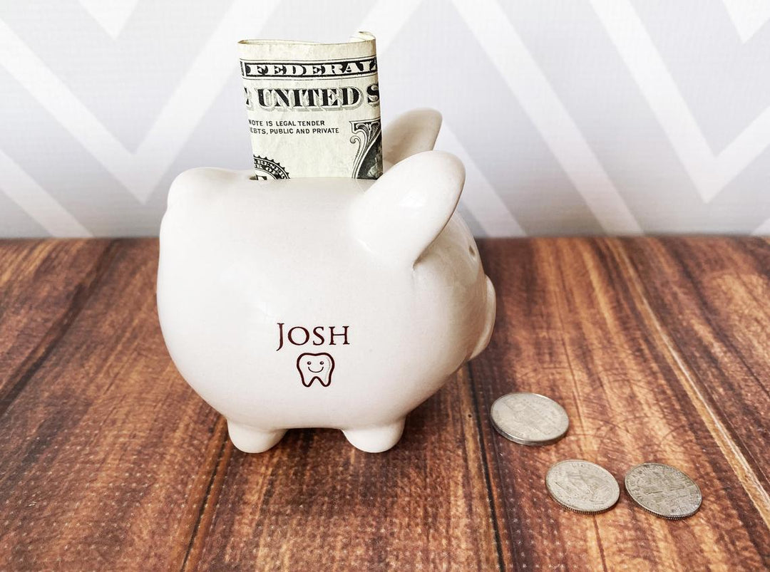 Tooth Fairy Piggy Bank, Tooth Fairy Container, Tooth Fairy Pillow, Tooth Fairy Gift, Small Piggy Bank - Personalized