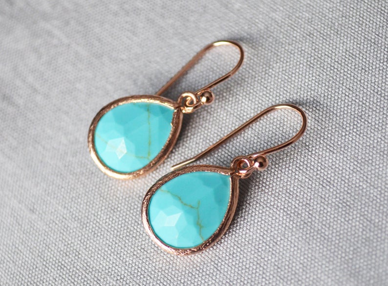 Turquoise earrings, December Birthstone Gift, December Birthstone earrings, Bridesmaid earrings, Turquoise Birthday Gift for Her