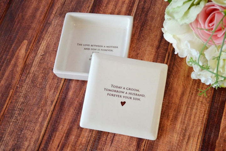 Unique Mother of the Groom Gift - Square Keepsake Box - Today a Groom, Tomorrow a Husband, Forever Your Son