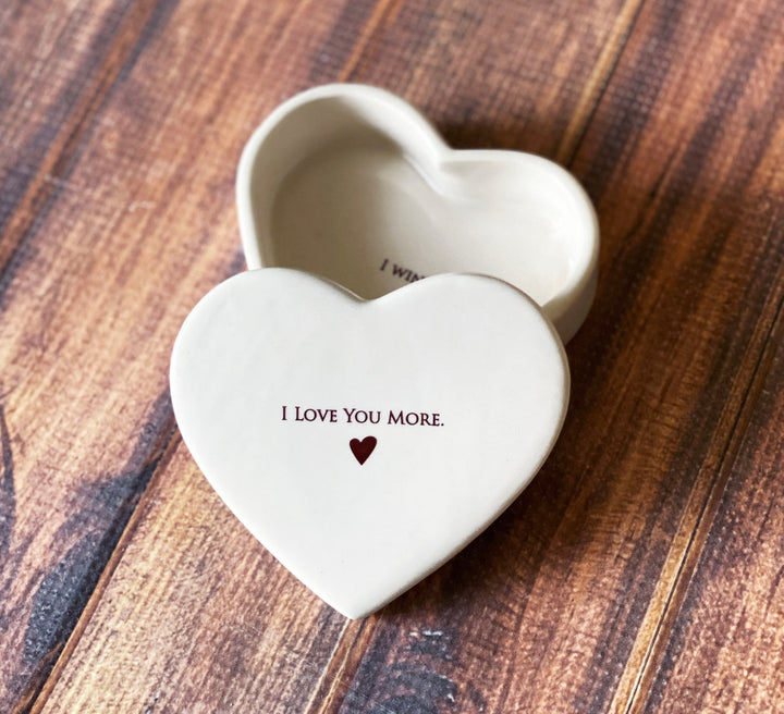 Valentine Day Gift, I Love You More, I Win, Galentine Gift, Unique Valentine Gift for Her- READY TO SHIP - Heart Keepsake Box