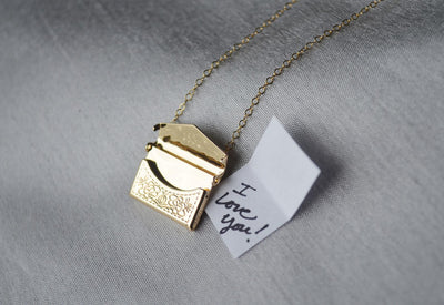 Valentine's Day Gift - Envelope Locket Necklace, Letter Locket, Gift for Her, Gift for Mom Day, Mom Necklace, Gold Locket