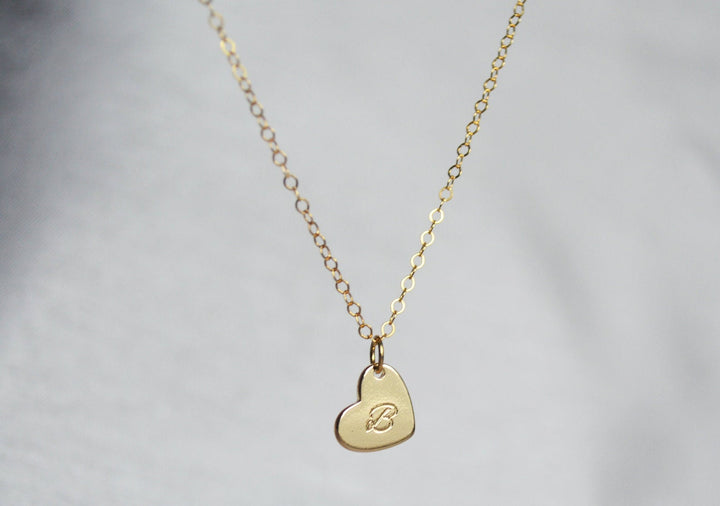 Valentine's Day Necklace, Heart Letter Necklace, Gold Heart Initial Necklace, Gift for Her, Gift for Wife, Girlfriend Gift, Gift for Mom