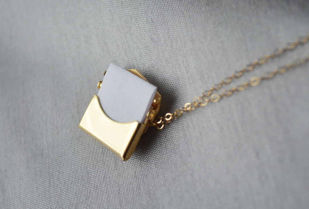 Valentine's Day Necklace, Letter Locket Necklace, Envelope Locket, Gift for Her, Gift for Wife, Girlfriend Gift, Gift for Mom, Gold Locket