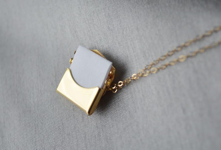 Valentine's Day Necklace, Letter Locket Necklace, Envelope Locket, Gift for Her, Gift for Wife, Girlfriend Gift, Gift for Mom, Gold Locket