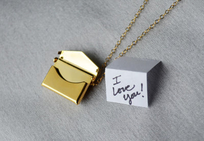 Valentine's Day Necklace, Letter Locket Necklace, Envelope Locket, Gift for Her, Gift for Wife, Girlfriend Gift, Gift for Mom, Gold Locket