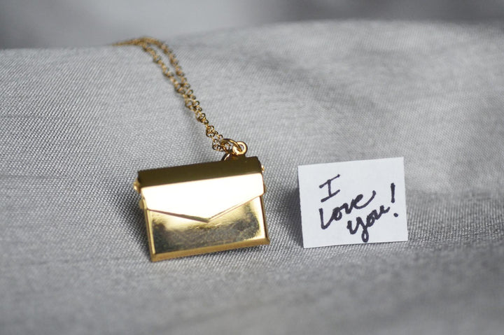 Valentine's Day Necklace, Letter Locket Necklace, Envelope Locket, Gift for Her, Gift for Wife, Girlfriend Gift, Gift for Mom, Gold Locket