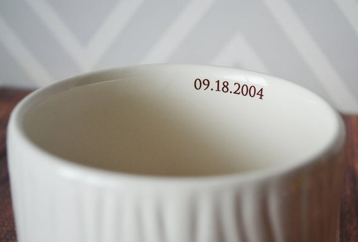 Vase Wedding Gift, Engagement Gift, Anniversary Gift or Wedding Centerpiece -Ceramic Wood Grain Vase - Personalized Modern and Rustic Vase