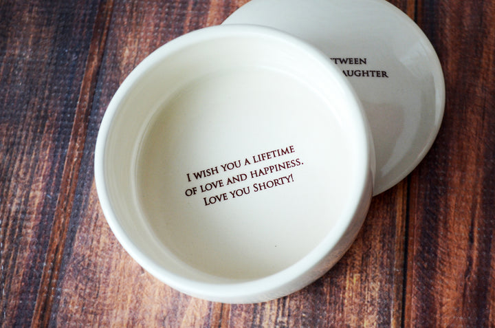 Wedding Gift for Daughter from Mom, Daughter Wedding Gift, Bride Gift - The Love Between a Mother and Daughter is Forever - Round Keepsake Box