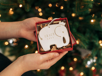 Elephant Ornament, Personalized Baby's First Christmas Ornament 2024