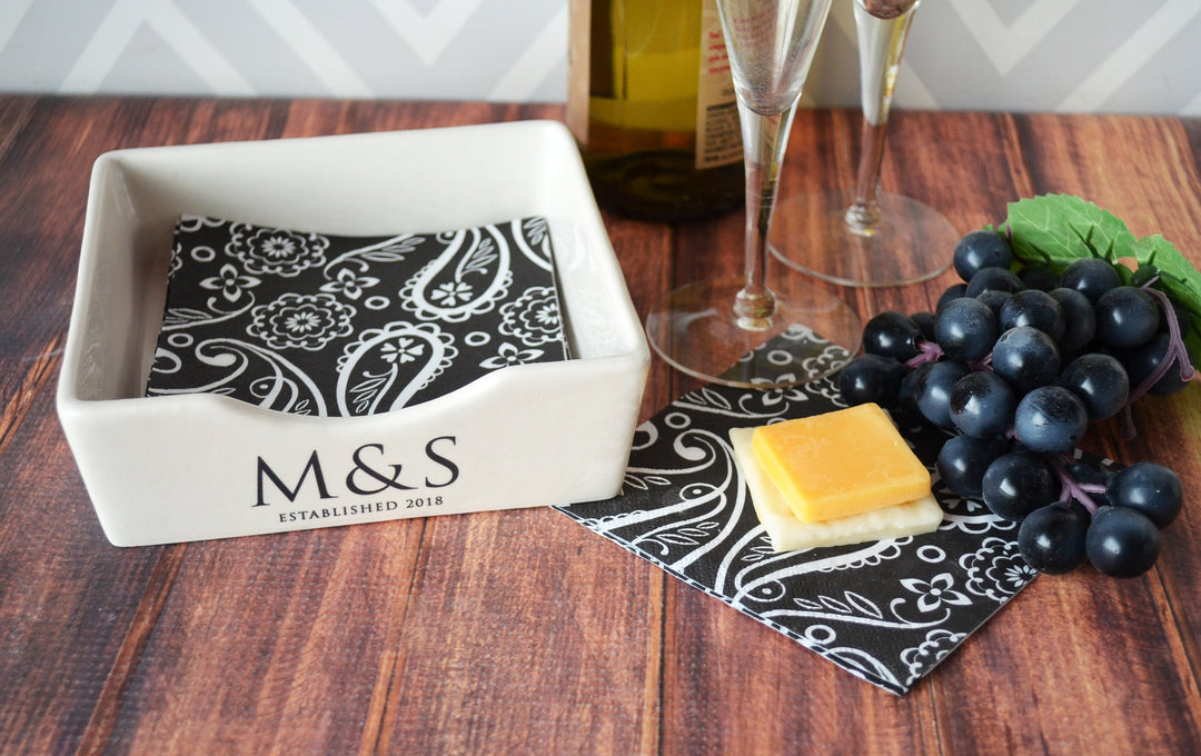 Napkin Holder, Cocktail Napkin Holder, Wedding Gift, Anniversary Gift, Housewarming Gift or Engagement Gift - Personalized Napkin Holder