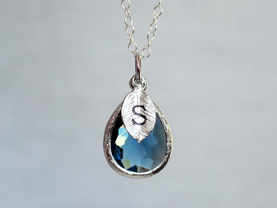 Sapphire Necklace, September Teardrop Birthstone Necklace