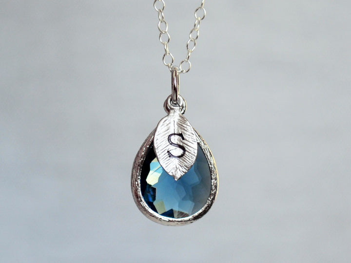 Sapphire Necklace, September Teardrop Birthstone Necklace