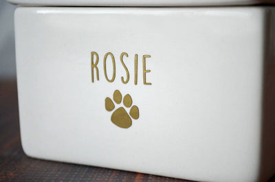 Personalized Dog Treat Jar, Dog Treat Container, Dog Gift - With Name in Gold or Silver