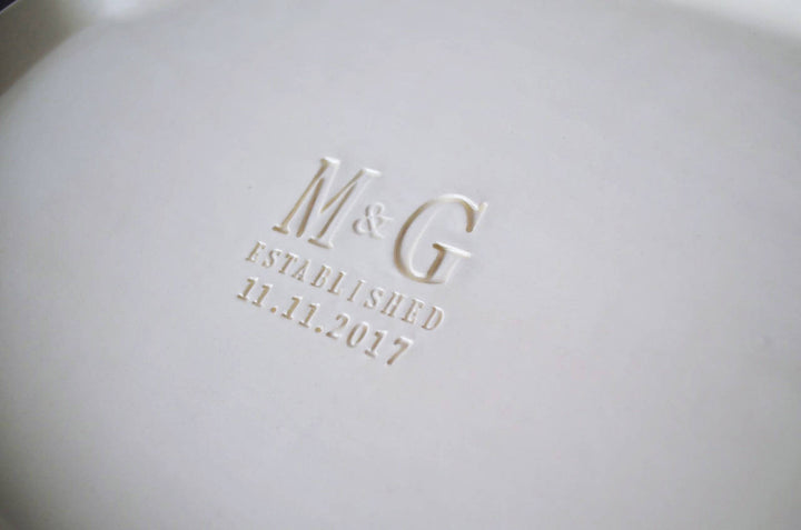 Personalized Ceramic Platter, Initials & Est. Date, 16x11 Oval